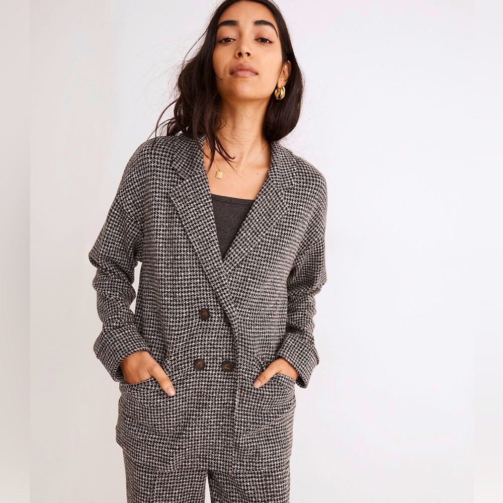 Madewell Brushed Knit Redford Blazer in Houndstooth Check